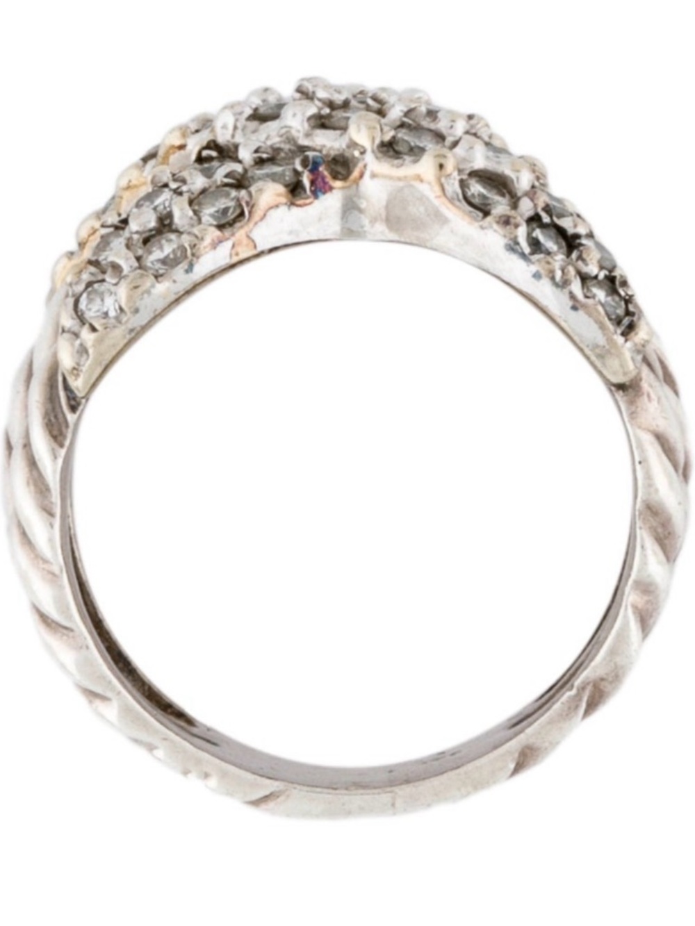 David Yurman Silver White gold Diamond X Crossover Ring 4.25 - Picture 3 of 7